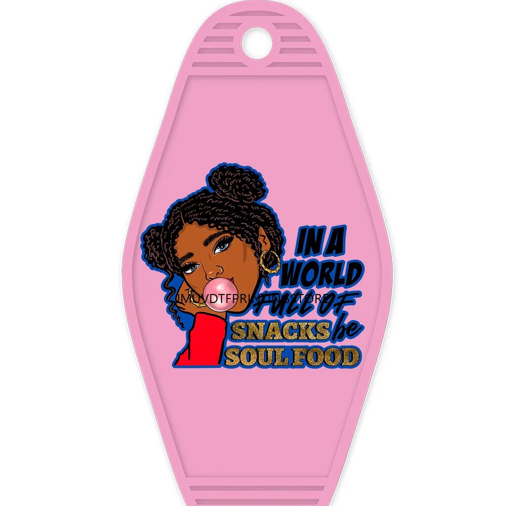 African American Girl High Quality WaterProof UV DTF Sticker For Motel Hotel Keychian Hustle Black Women