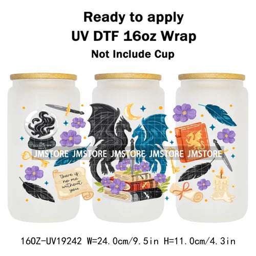 Romance Bookclub Bookish Candle UV DTF Cup Wrap Ready To Apply Transfer Stickers Durable 16OZ Tumbler Wraps For Libbey Glass Can