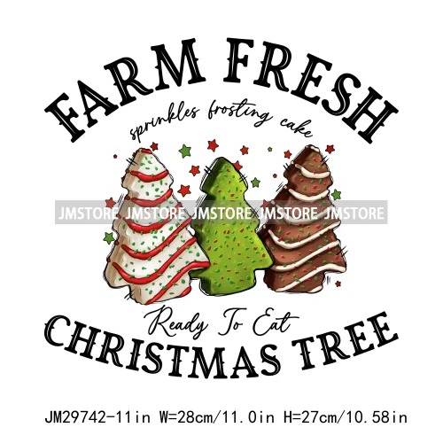 Small Town Fram Fresh Tree Christmas Merry Vibes Ho Ho Ho Santa Deer Iron On DTF Transfers Stickers Ready To Press For Hoodies