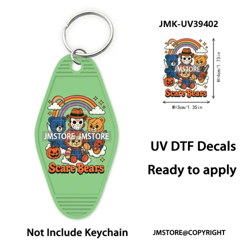Halloween Horror Killer Energy Drink UV DTF Motel Keychain Decal Ready To Ship Durable Transfer Stickers Logo For Hotel Keychain
