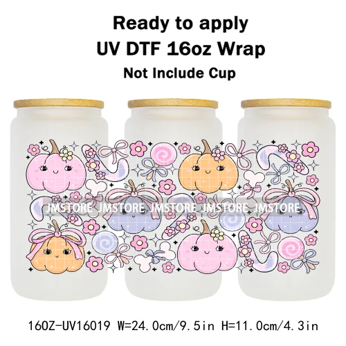Fall Pumpkin Bow Autumn Girly UV DTF Stickers Ready To Transfer Cup Wrap Custom Labels DIY Craft For Libbey Can Glass Tumblers