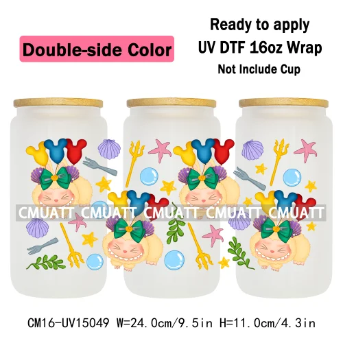 Double Sided Color UV DTF Cup Wraps 16OZ Wholesale Custom Bulk Waterproof Cartoon Cute Monster Transfer Designs For Mug Glass