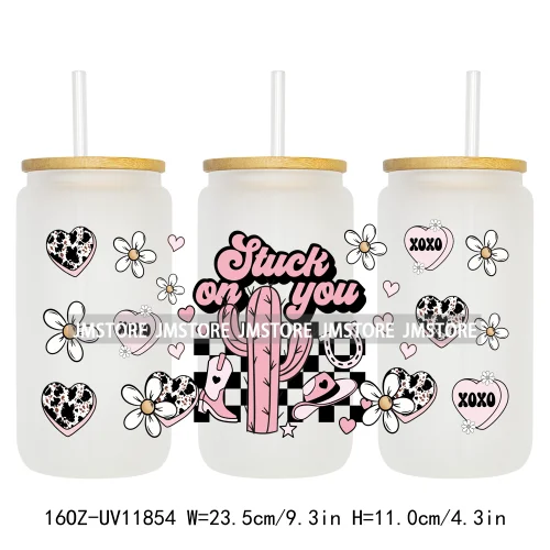 Western Puppy Cat Dog Valentines Day 16OZ UV DTF Cup Wrap Transfer Stickers Custom Labels Waterproof Logo For Libbey Glass Can