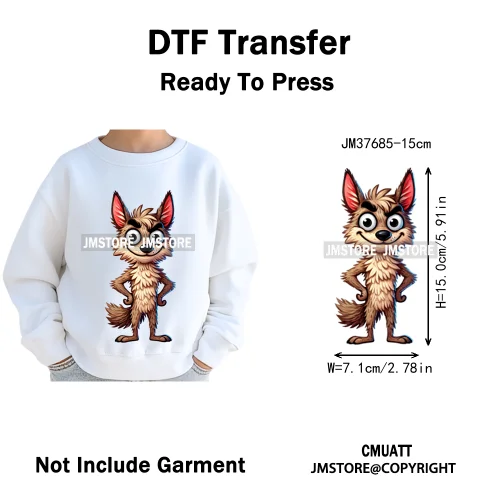 15cm 5.9in Kid Cute Silly Baby Pet Animal Iron On DTF Heat Transfer Sticker For Clothes Vinyl Thermal Washable T-Shirts Decals