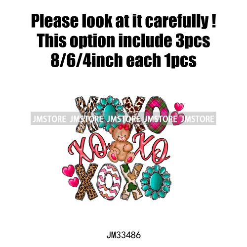 Pink Loved XOXO Coquette Bow Animal Western Cupid Sweet Valentine Iron On DTF Transfers Stickers Ready To Press For Sweatshirts