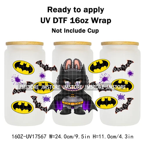 Movies Characters Horror Halloween Cartoon 16OZ UV DTF Cup Wraps Ready To Apply Waterproof Transfer Sticker For Libbey Glass Can