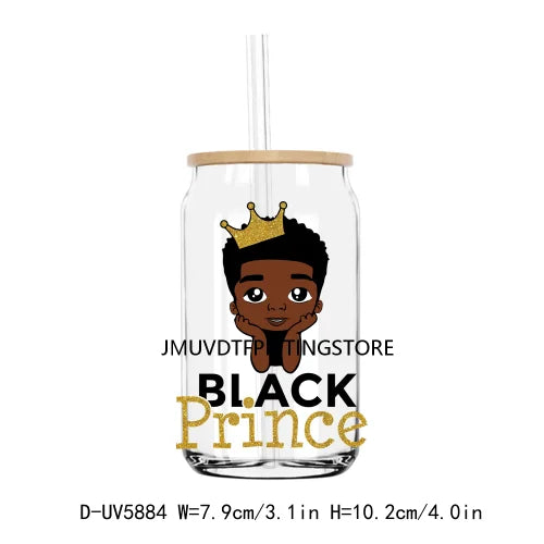 God Says I Am Black Queen Princess UV DTF Transfer Sticker Decal For Libbey Cold Cups Mugs Tumbler Waterproof DIY Logo Afro Girl