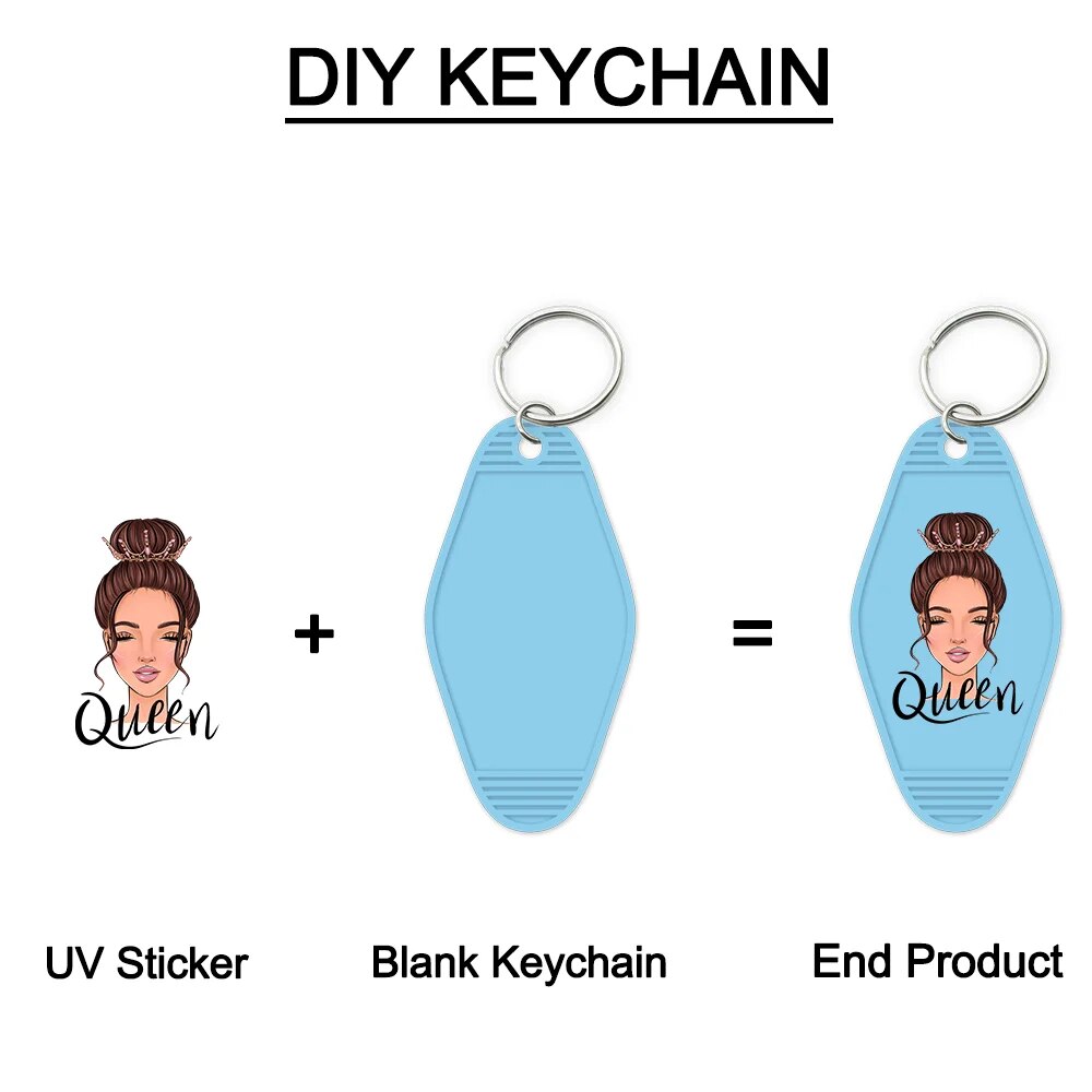 10PCS Blank DIY Hotel Motel Movie Keychain Tags For Stick UV Stickers ABS Plastic