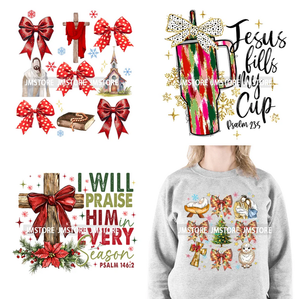 Oh Come Let Us Adore Him Jesus Religious Christmas Season Bible Verse Iron On DTF Transfers Stickers Ready To Press For T-shirts