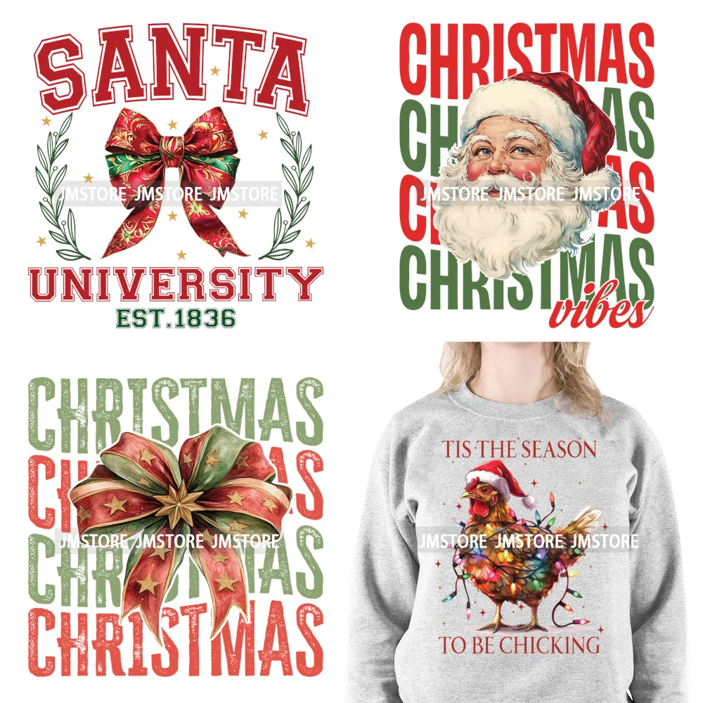 Christmas Girly Vibes Santa Winter Jesus Coquette Bow Tis The Season Iron On DTF Transfers Stickers Ready To Press For Clothes