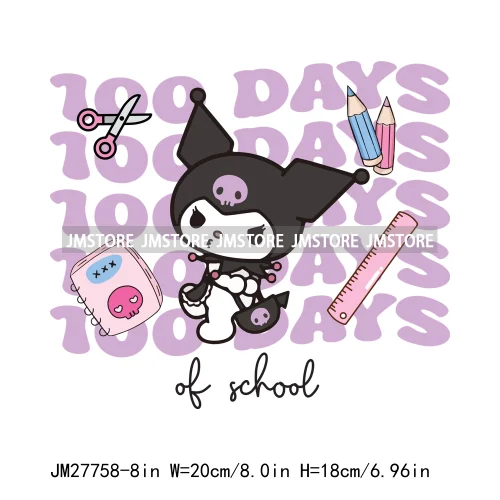 Cartton Animal Happy In My 100 Days Of School Era Books Teacher DTF Iron On Transfers Stickers Ready To Press For T-shirts Bags