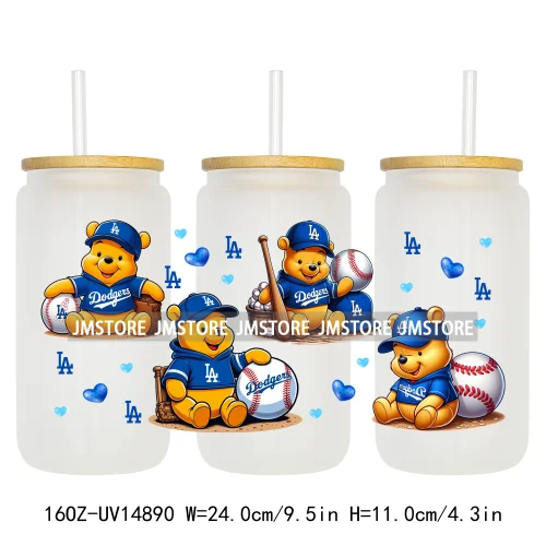 Baseball Sport Cartoon Characters UV DTF Wraps Transfer Sticker Ready To Apply Waterproof Logo For 16OZ Libbey Glass Can Tumbler