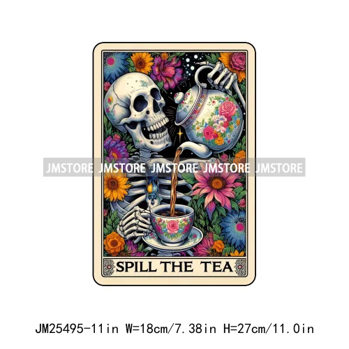 Washable Mom Spill Tea Audacity Emotional Dumpster Designs Tarot Cards DTF Iron On Heat Press Transfer Stickers For T-shirt Bags