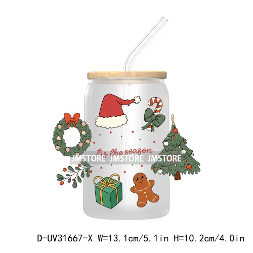 Funny Pet Christmas Holiday Dog Lover Cat Mom UV DTF Transfer Stickers Decals For Libbey Cold Cups Mugs Tumbler Waterproof Santa