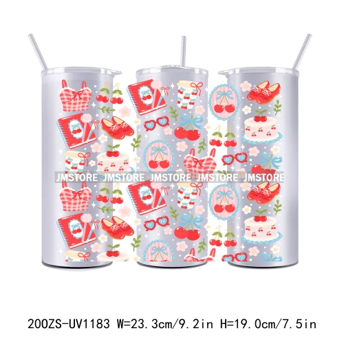 Floral Fruit Bookish Affirmation 20OZ Tumbler Wraps Ready To Ship UV DTF Transfer Stickers Waterproof Prints For Skinny Tumbler
