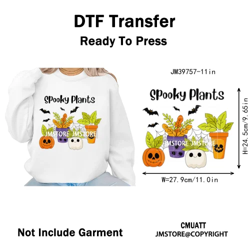 Sweet Spooky Ghost Boo Coquette Pumpkins Halloween Skeleton Iron on DTF Washable Transfers Stickers Ready to Press for T-shirts