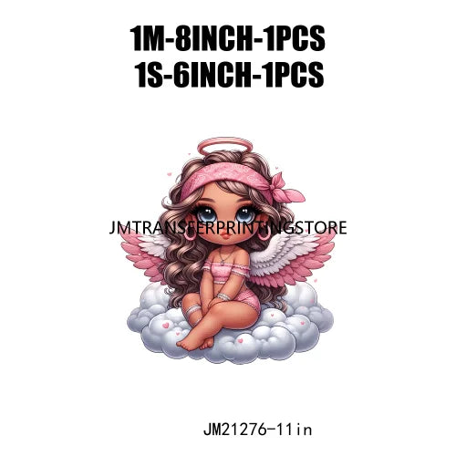 Sweet Pink Valentine's Angel Baby Concha Designs Kids Love Heat Transfer Stickers Ready To Press For T-shirts