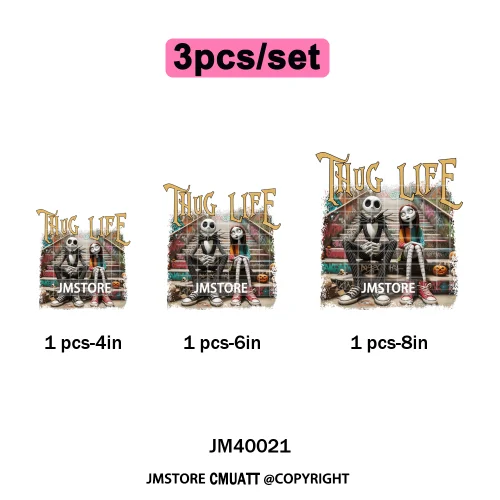 Old School Halloween Horror Movie Killer Bad Queen Thug Life Iron on DTF Washable Transfers Stickers Ready to Press for Clothes