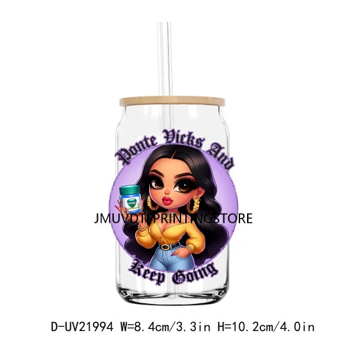 Chibi Latina Mom Sayings UV DTF Transfers Stickers Decals For Libbey Cold Cups Mugs Tumbler Waterproof DIY Craft Mexican Culture