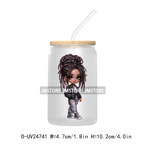 Cute Little Black Boy Girl UV DTF Transfer Stickers Decals For Libbey Cold Cups Mugs Tumbler Waterproof DIY Craft Cool Afro Kids