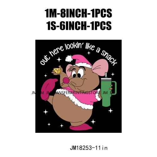 Funny Mouse Princess Christmas Designs Looking Like A Snack Gus Christmas Heat Transfer Stickers Ready To Press For Clothes Bags