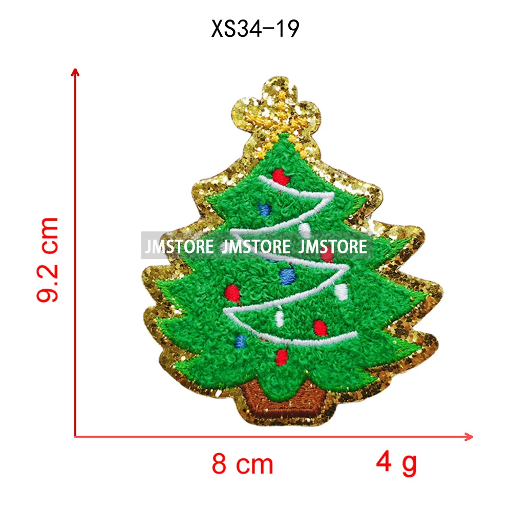 Cute Santa Claus Socks Snowman Merry Christmas Winter Vibes Glitter Sequin Iron on Embroidered Chenille Patches for Hoodies