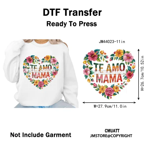 Latina Mom Mexican Virgen de Guadalupe Flower Mother's Day Iron on DTF Heat Transfers Stickers Ready to Press for T-shirts Bags