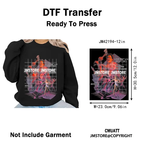 12in Retro Halftone Movie Halloween Spooky Popular Shows Iron on DTF Washable Transfers Stickers Ready to Press for Hoodies