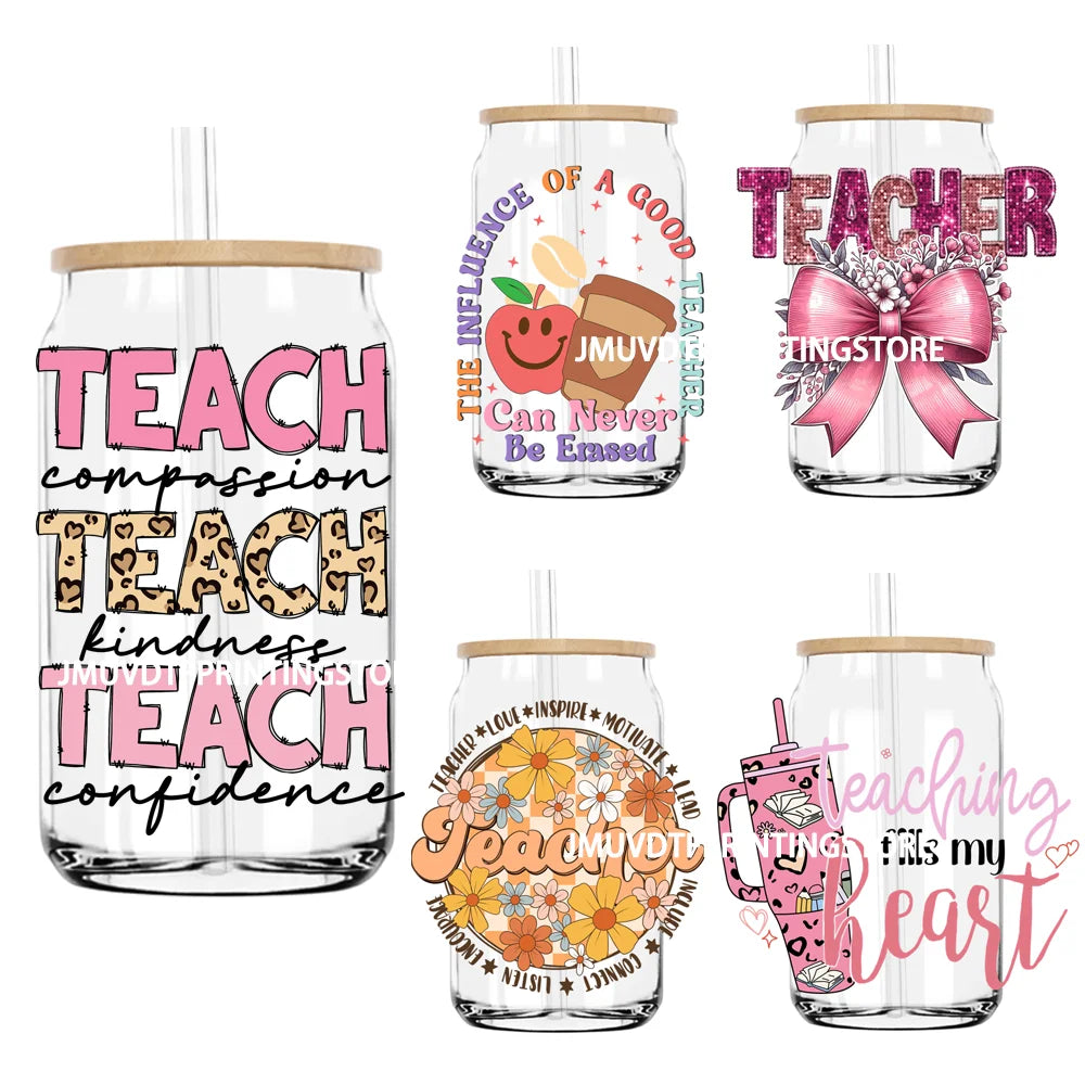 Teach Compassion Kindness Confidence UV DTF Transfers Stickers Decals For Libbey Cold Cups Mugs Tumbler Waterproof DIY Craft