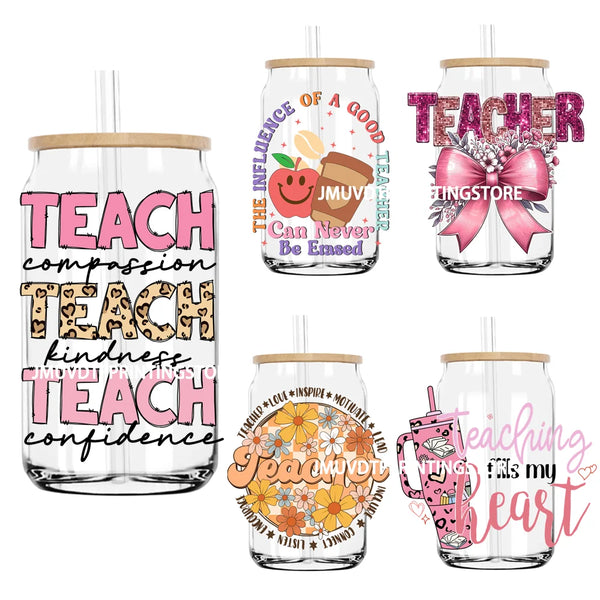 Teach Compassion Kindness Confidence UV DTF Transfers Stickers Decals For Libbey Cold Cups Mugs Tumbler Waterproof DIY Craft