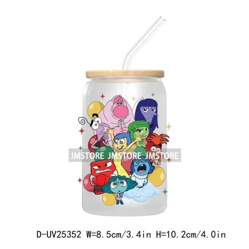 Cartoon Characters Emotions UV DTF Transfer Stickers Decals For Libbey Cold Cups Mugs Durable Custom Labels Mental Health Matter