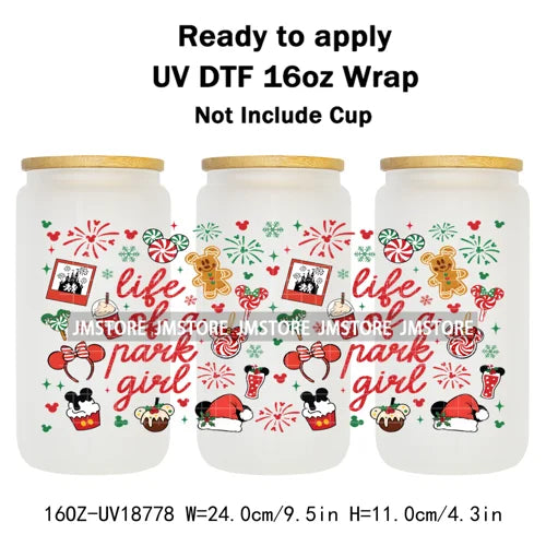 Merry Christmas Cartoon Mouse Cookies UV DTF Stickers Ready To Apply Cup Wrap Durable Custom Logo DIY Craft For Libbey Can Glass