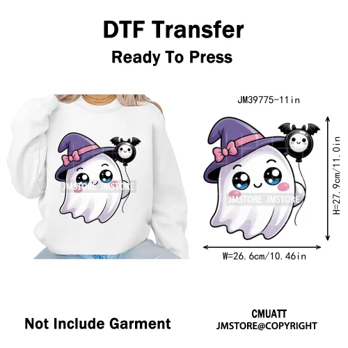 Spooky Coffee Lover Halloween Coquette Pumpkins Witches Ghost Iron on DTF Washable Transfers Stickers Ready to Press for Clothes