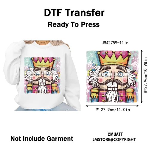 Merry Christmas Holly Jolly Coquette Tree Cartoon Movie Vibes Iron on DTF Washable Transfer Stickers Ready to Press for Textiles