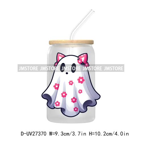 Funny Witch Ghosts Halloween Bat UV DTF Transfer Stickers Decals For Libbey Cold Cups Mugs Tumbler Waterproof Craft Spooky Vibes