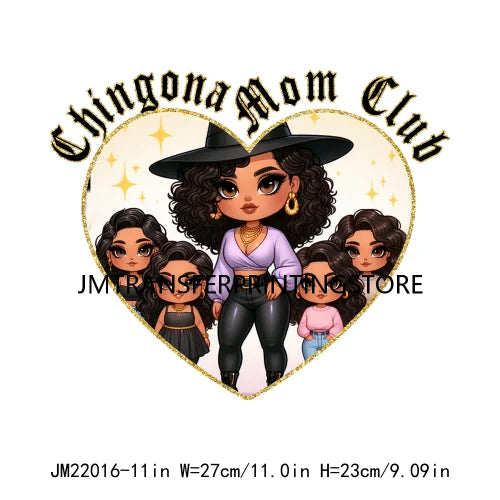 DIY Latina Mama Chingona Chicana Mom Kids Chibi Style Mother's Day Iron On DTF Transfer Stickers Ready To Press For Clothing