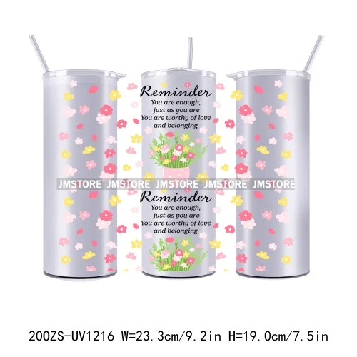 Coquette Bow Flowers Book Lover UV DTF Tumbler Wraps Durable Ready To Apply Transfer Stickers For 20OZ Straight Skinny Tumblers