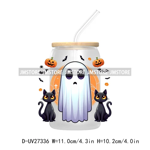 Spooky Ghost Halloween Autumn Pumpkin Season UV DTF Transfer Stickers Decals For Libbey Cold Cups Mugs Tumbler Black Cats Boo