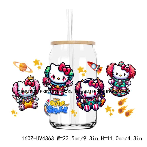 Cute Cartoon Cat Cow 16OZ UV DTF Cup Wrap Transfers Stickers Baseball Girl Custom Label DIY Waterproof Logo For Libbey Glass Can