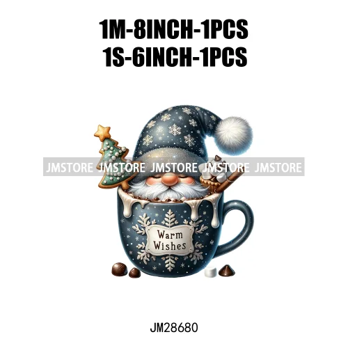 Winter Hot Cocoa Boy Cozy Gnomes Coffee Mug Tis The Season Happy Christmas Iron On DTF Heat Press Transfers Stickers For Clothes