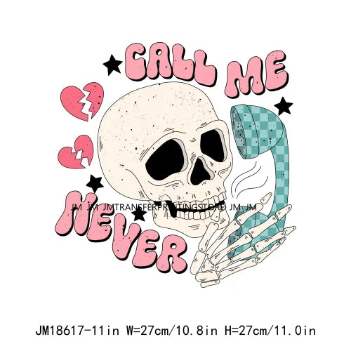 Western Highland Cow Valentine Decals Dead Inside But It's Valentine's Funny Skeleton XOXO Love DTF Transfer Stickers For Shirts