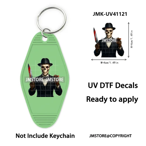 Black Dad Halloween Horror Villain UV DTF Motel Keychain Decal Ready To Ship Durable Transfer Stickers Prints For Hotel Keychain