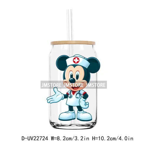 Cartoon Nurse Medical Mouse UV DTF Transfers Stickers Decals For Libbey Cold Cups Mugs Tumbler Waterproof DIY Craft Health Care