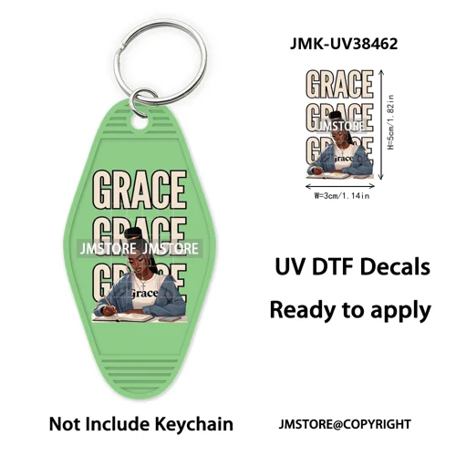 Afro Girls Faith Religious Christian UV DTF Motel Keychain Wraps Ready To Apply Waterproof High Quality Hotel Keychain Decals