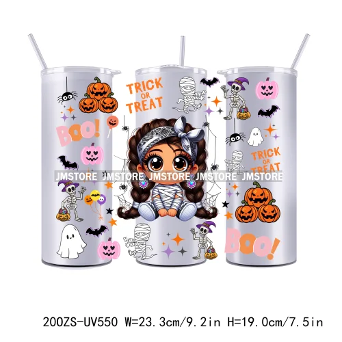 Latina Baby Halloween Pumpkin 20OZ Straight Skinny Tumbler Wrap UV DTF Cup Wraps Custom Labels Transfer Sticker Waterproof Logo