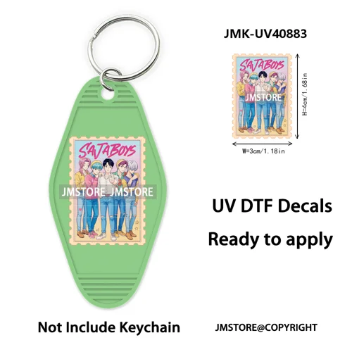 Kpop Demon Inspired Movie Character UV DTF Motel Keychain Decal Ready To Ship Durable Transfer Stickers Print For Hotel Keychain