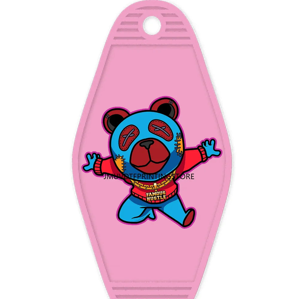 Self Made Bears High Quality WaterProof UV DTF Sticker For Motel Hotel Keychain Heartless Teddy Bear King Broken Heart