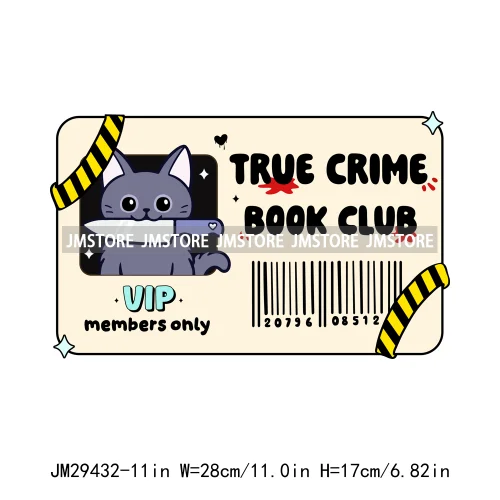 Halloween Vibes Cozy Read Spooky Ghost True Crime Book Club Card Logos Iron On DTF Transfer Stickers Ready To Press For Clothing