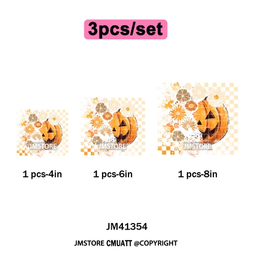 Preppy Coquette Halloween Floral Fall Pumpkin Spooky Season Iron on Washable DTF Transfers Stickers Ready to Press for Clothing