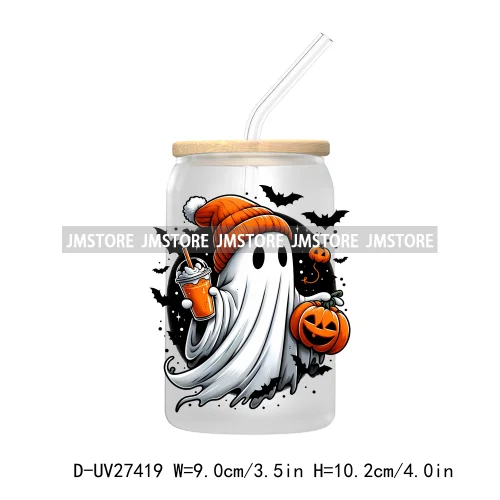 Cute Bougie Ghost Boo Halloween UV DTF Transfer Stickers Decals For Libbey Cold Cup Mug Tumbler High Quality Fall Pumpkin Season